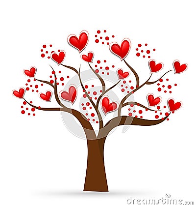 Tree of love valentines hearts logo Vector Illustration