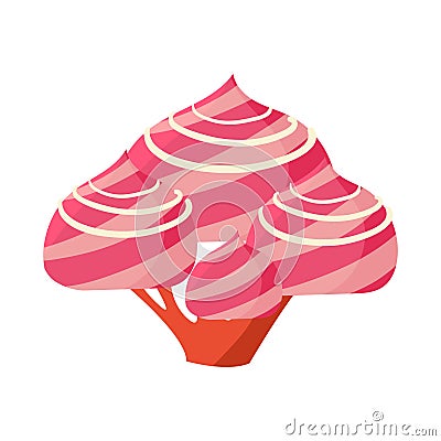 Tree made of pink marshmallow. Colorful cartoon vector Illustration Vector Illustration