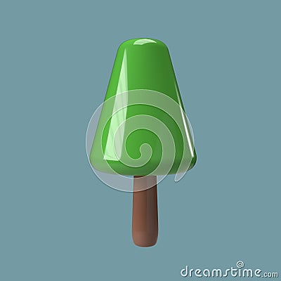 Tree minimal cartoon style. 3d render illustration Cartoon Illustration