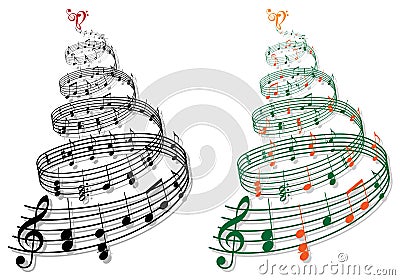 Tree with music notes, vector Vector Illustration