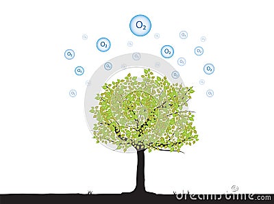 Tree with oxygen Vector Illustration