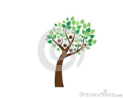 tree people logo template Cartoon Illustration