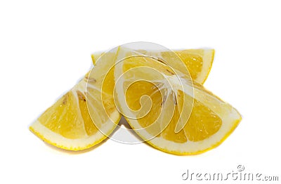 Tree pieces of lemons slices Stock Photo