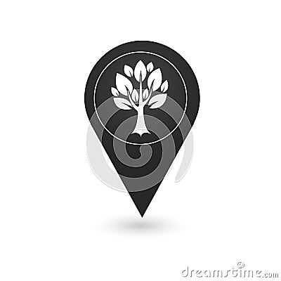 tree pin Map pin icon on a white background Stock Photo