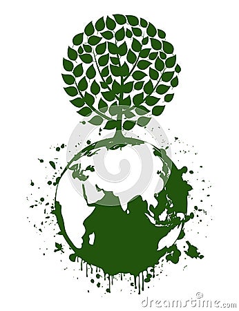 Tree a planet Vector Illustration