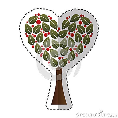 Tree plant with heart ecological icon Vector Illustration