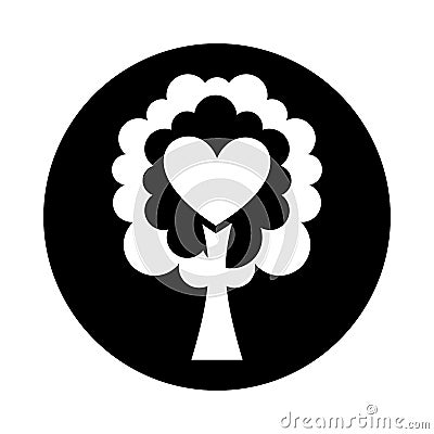 Tree plant with heart ecological icon Vector Illustration