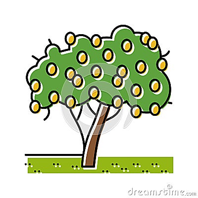 tree plant lemon color icon vector illustration Vector Illustration