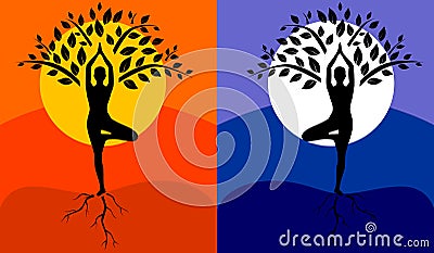 Tree pose yoga Vector Illustration