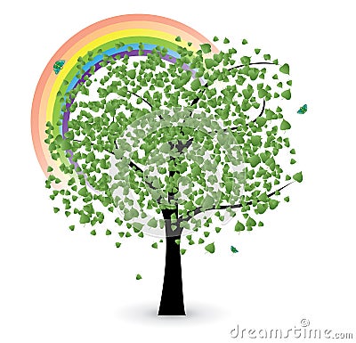 Tree with rainbow Vector Illustration