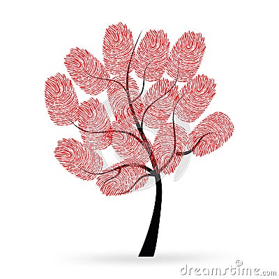 Tree with red finger prints vector Vector Illustration