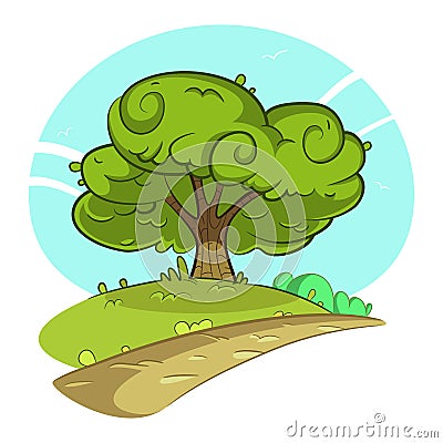 Tree by the road Vector Illustration