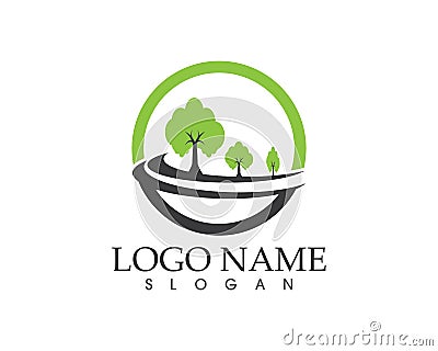 Tree road icon sign logo Vector Illustration