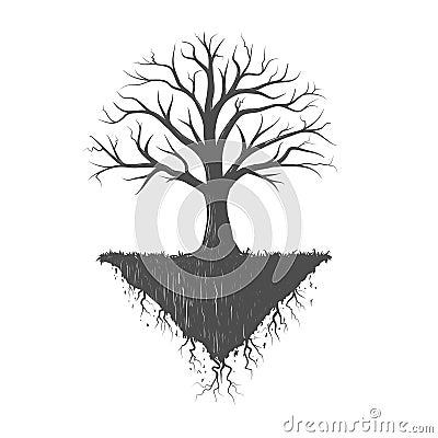 Tree Root black and white coloring image Vector Illustration