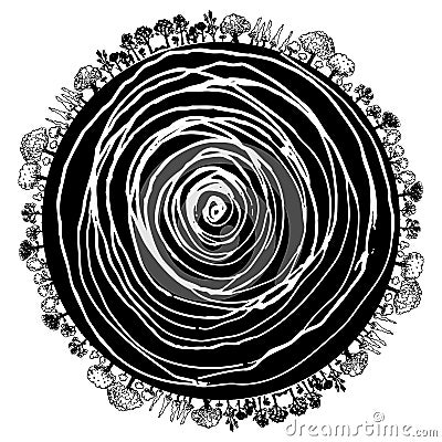 Tree Root Circle Icon Vector Illustration