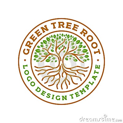 Tree roots circle logo badge modern Vector illustration Vector Illustration