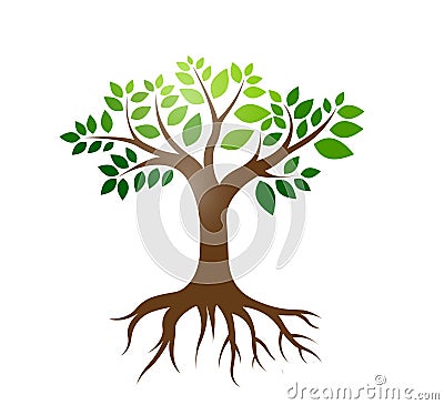 Tree roots logo vector illustration. Cartoon Illustration