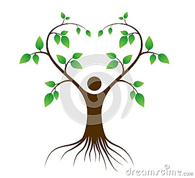 Tree with roots vector illustration. Cartoon Illustration