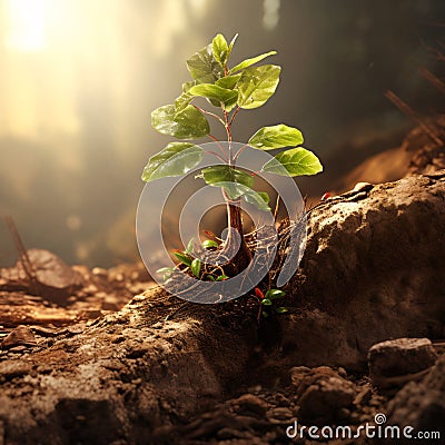 Tree sapling is a planting plot where the growth of trees begins. Planting trees in this way is an important process in creating Cartoon Illustration