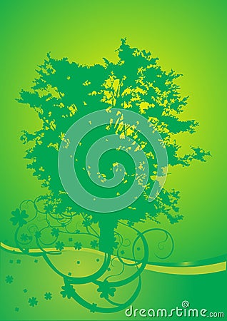 Tree and shamrock Vector Illustration