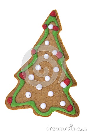 Tree Shaped Ginger Bread Isolated Stock Photo