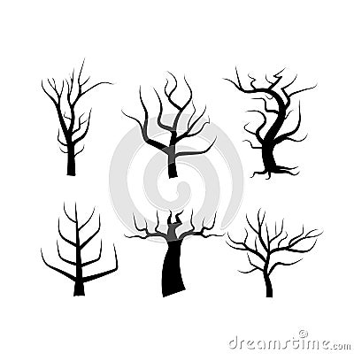 Tree silhouette isolated on white abstract background using for Vector Illustration