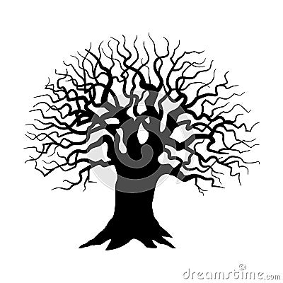 Tree silhouette. Sinister, gloomy tree Vector Illustration