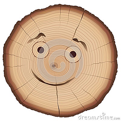 Tree Slice Comic Face Vector Illustration