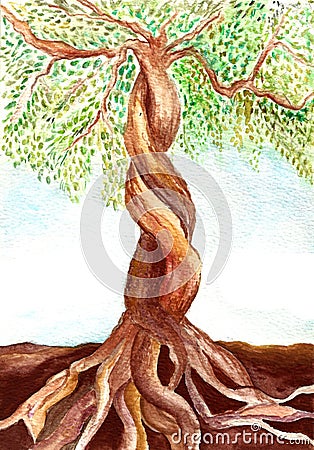 Tree with solid roots Stock Photo