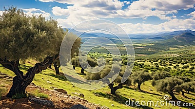 tree spanish olive groves Cartoon Illustration