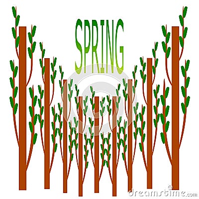 Tree and spring logo. Vector Illustration