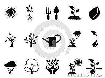 Tree sprout growing icons set Vector Illustration