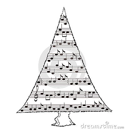 Holiday spruce tree, Christmas music theme Stock Photo