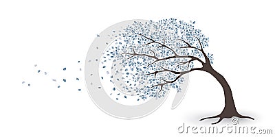 Tree in storm Vector Illustration