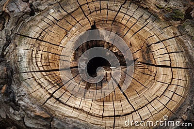 Tree stump hole cracks. Generate Ai Stock Photo