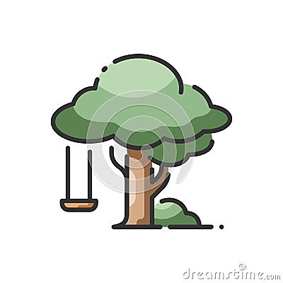 Tree Swing Vector Illustration