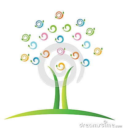 Tree with swirly leafs Vector Illustration