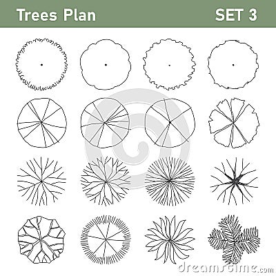 Tree plan top view for landscape set 1 Vector Illustration