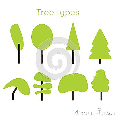 Tree types set Stock Photo