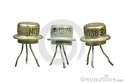 Tree vintage electronic transistors Stock Photo