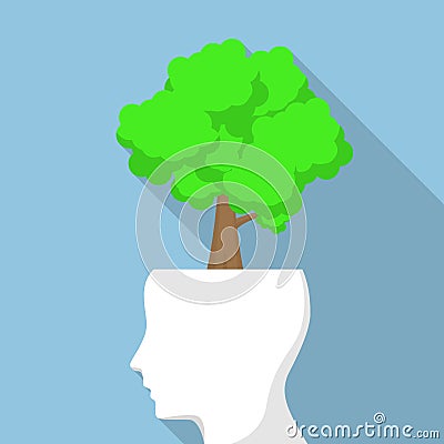 Tree on white head Vector Illustration