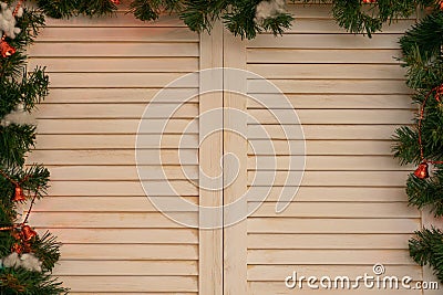 A tree window with Christmas decor Stock Photo