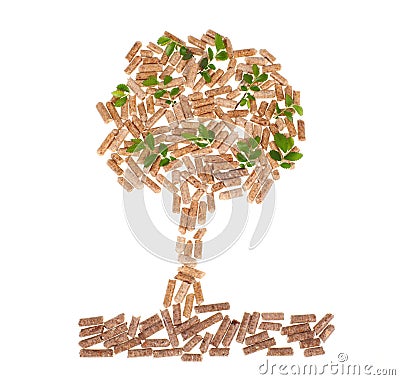 Tree of wood pellet Stock Photo