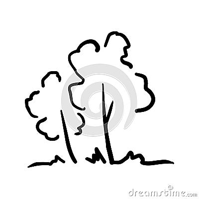 Isolated outline trees Vector Illustration