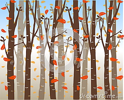 Trees background. The trunk and leaves in separate layers. Vector. a forest image Vector Illustration