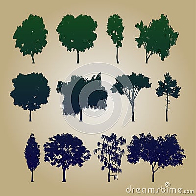 Trees collection Vector Illustration