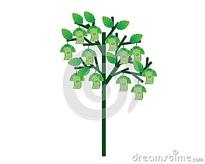 Trees with fruit in the form of money Vector Illustration