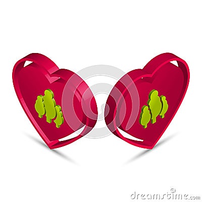 Trees icon in a heart shape Vector Illustration