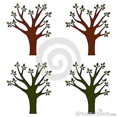 Trees isolated with branches on white background Vector Illustration