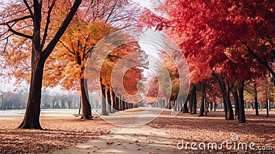trees with multicolored leaves in the park . Stock Photo